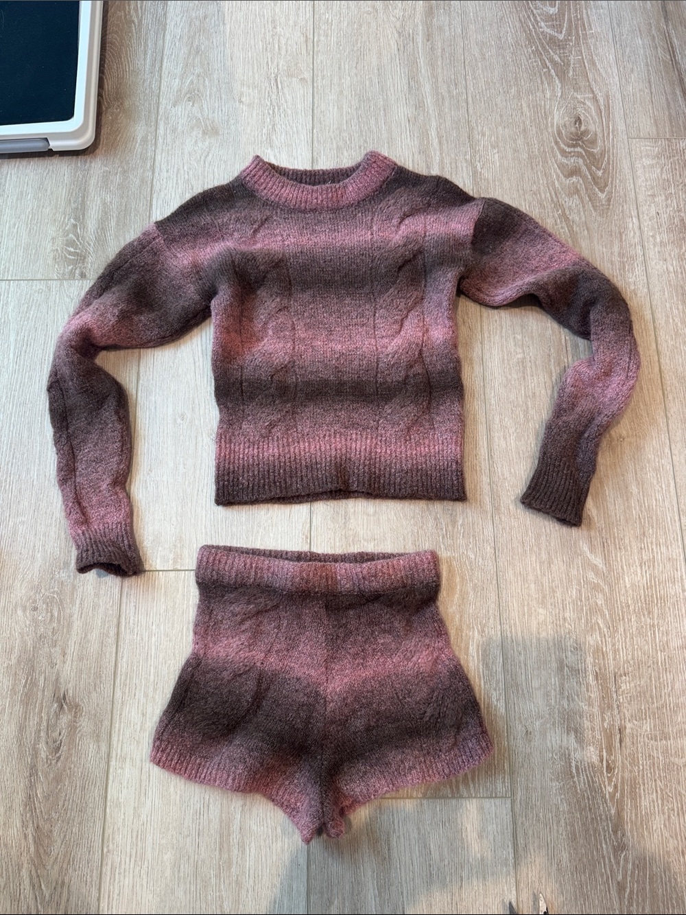 ALOHAS Ombre Pink and Brown Crewneck Knit Sweater set